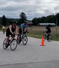Jacob and Doug coming into Bike Transition